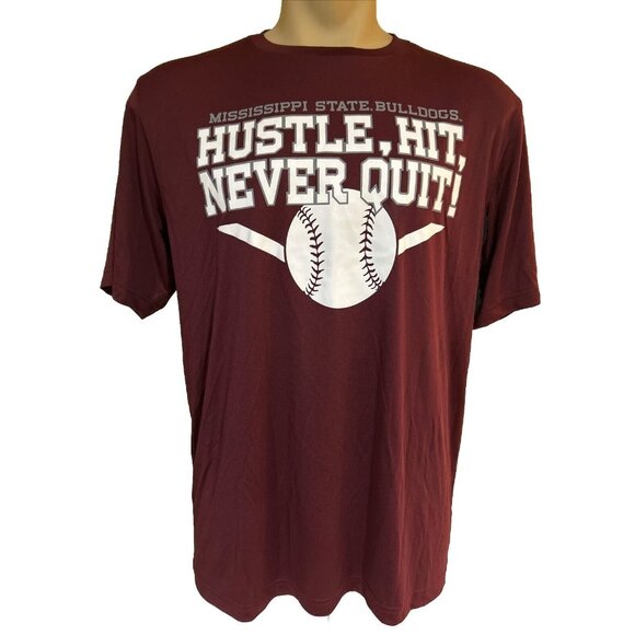 Mississippi State Bulldogs Mens Hustle Hit Never Quit T-shirt MSU New - Picture 1 of 5